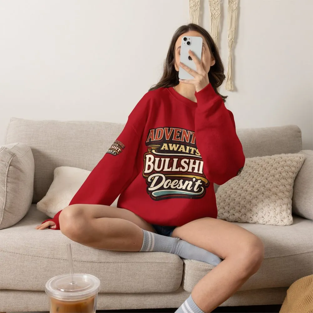 Unisex Heavy Blend™ Crewneck Sweatshirt — "Adventure Awaits" Design F**K-Line