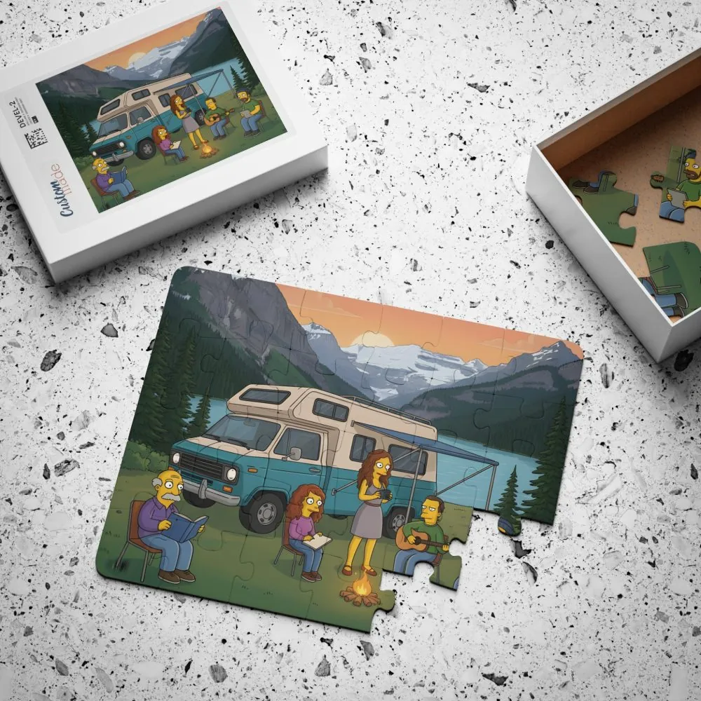 Kids' 30‑Piece Camping Puzzle — Family RV Camping Campfire Scene