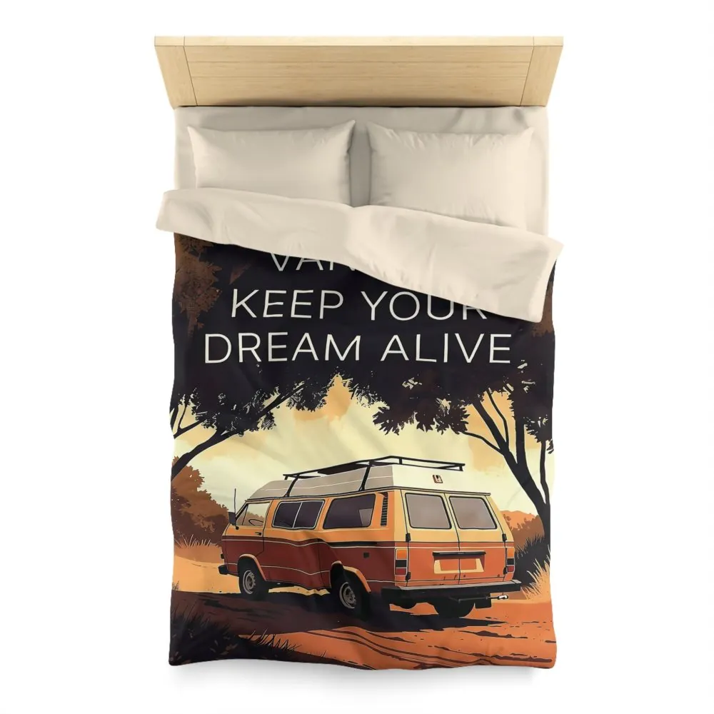 Duvet Cover – "Vanlife Keep Your Dream Alive" Retro Camper Bedding