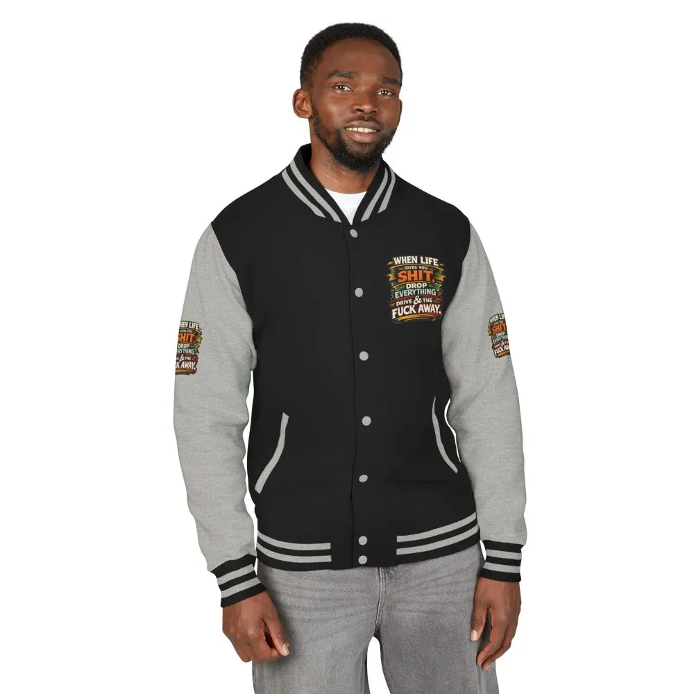 Unisex Heavyweight Letterman Jacket — "When Live Gives You Shit" Design F**K-Line