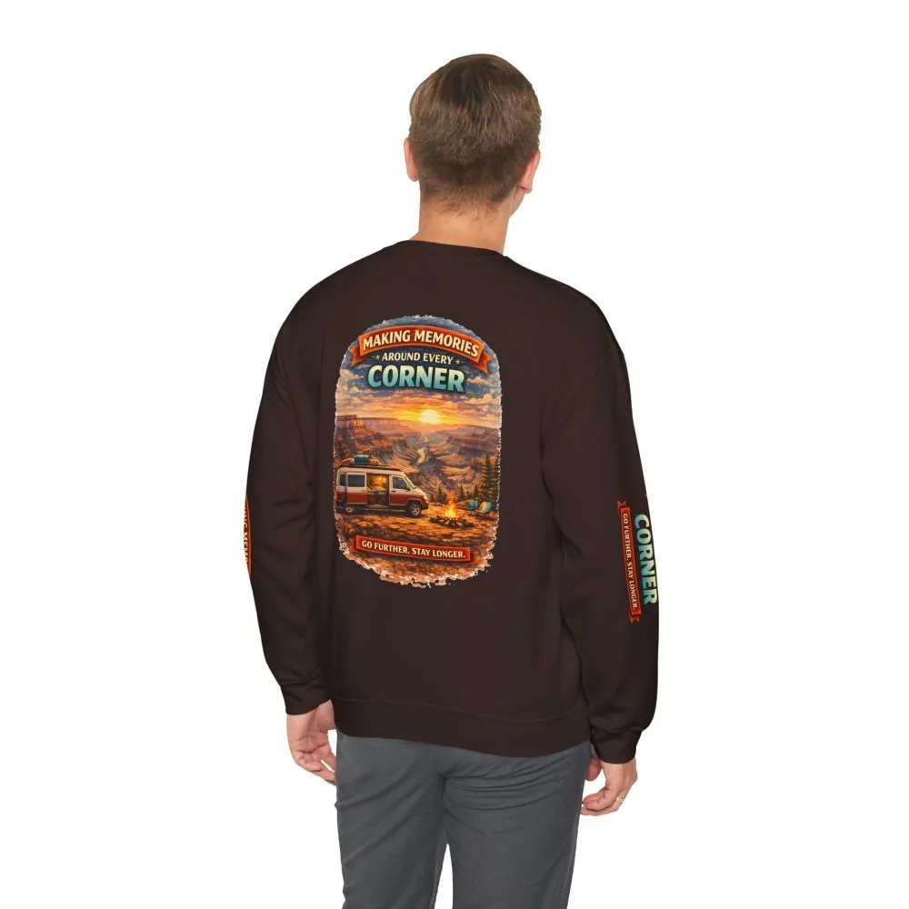 Unisex Heavy Blend™ Crewneck Sweatshirt — "Making Memories Around Every Corner" Design Scenic-Line