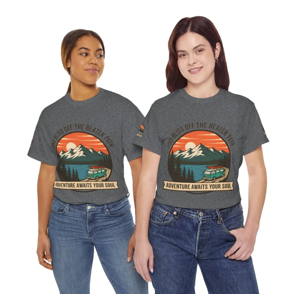16905143788070084119_2048.jpeg Unisex Heavy Cotton Tee — "Find Bliss Off the Beaten Path" Mountain & Camper T‑Shirt