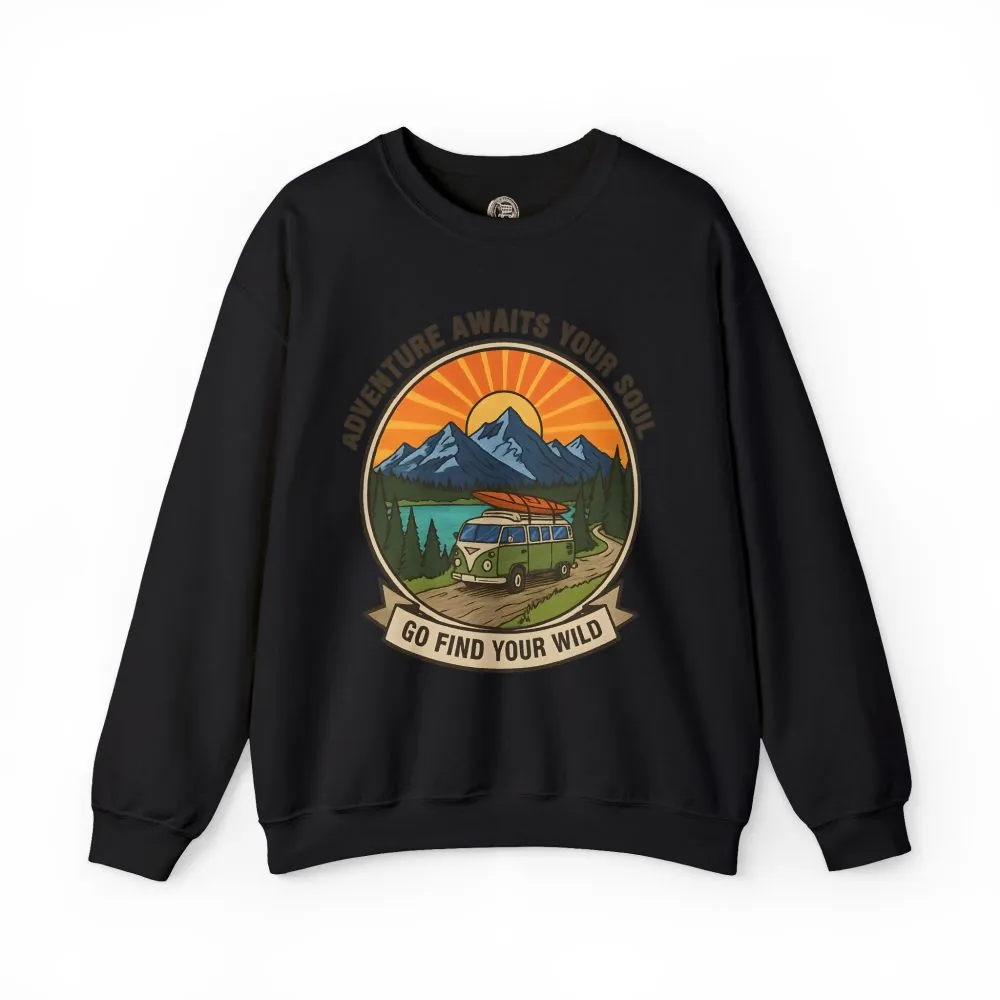 Crewneck Sweatshirt — "Go Find Your Wild" Camper Graphic
