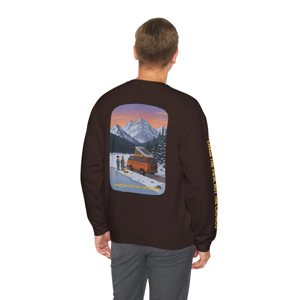 Unisex Heavy Blend™ Crewneck Sweatshirt — "Chase The Views-Not The Crowds"" Design Sitcom-Line