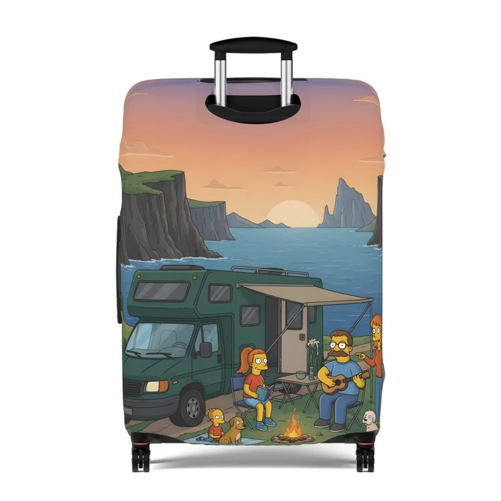 Luggage Cover — Adventure Camper Sketch Travel Suitcase(Design Sitcom-Line)