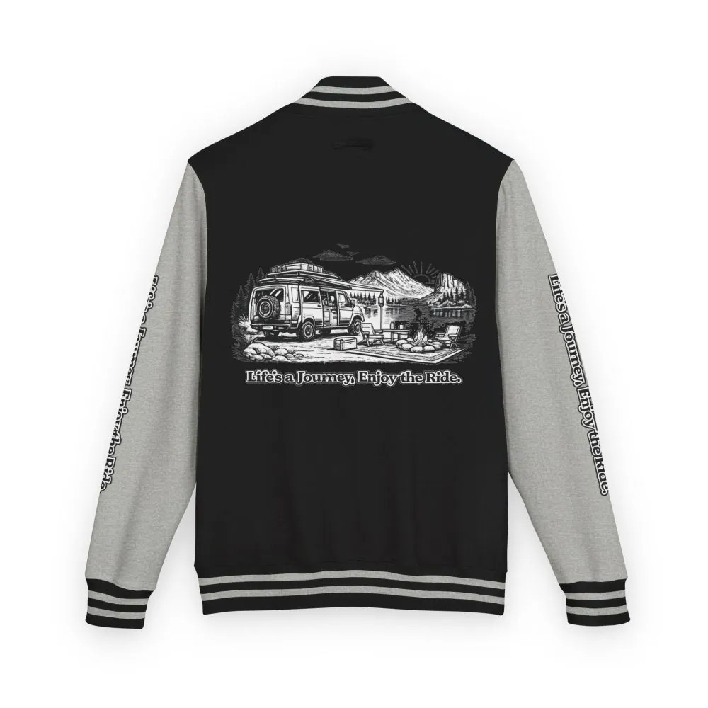 Unisex Heavyweight Letterman Jacket — "Lifes A Journey,Enjoy The Ride" Travel Varsity Coat