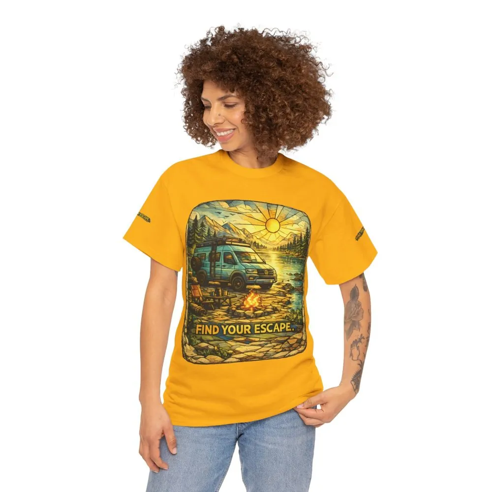 Unisex Heavy Cotton Tee — "Find Your Escape" Design Cubic-Line