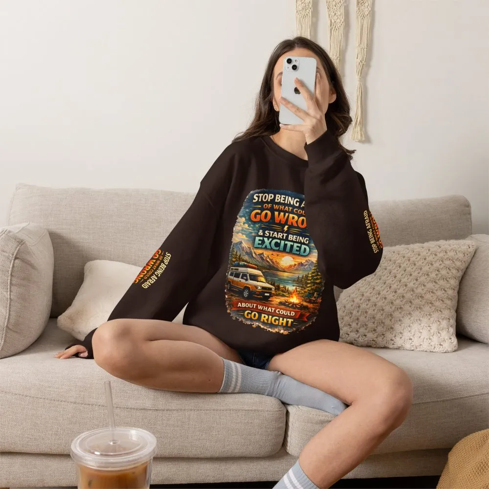 Unisex Heavy Blend™ Crewneck Sweatshirt — "Stop Being Afraid Of What Could Go Wrong" Design Scenic-Line