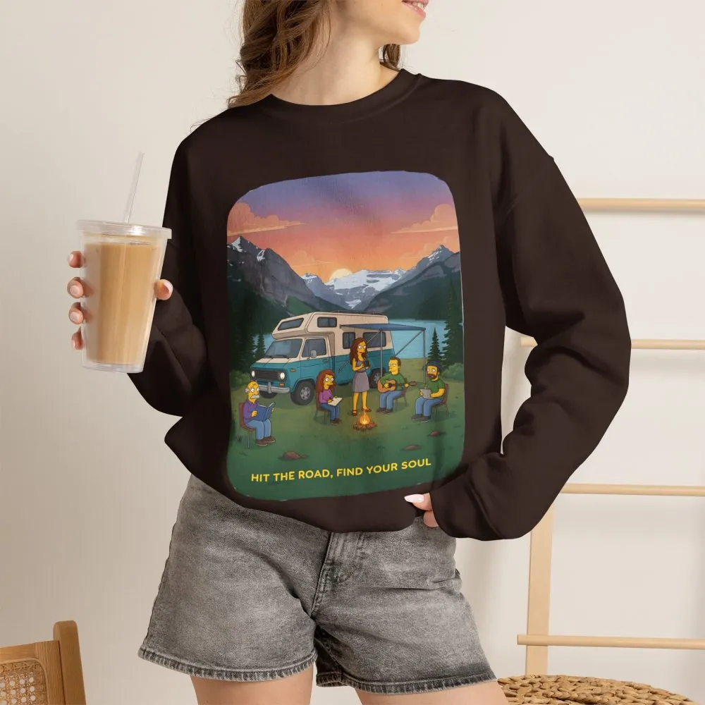 Unisex Heavy Blend™ Crewneck Sweatshirt — "Hit The Road-Find Your Soul" Design Sitcom-Line