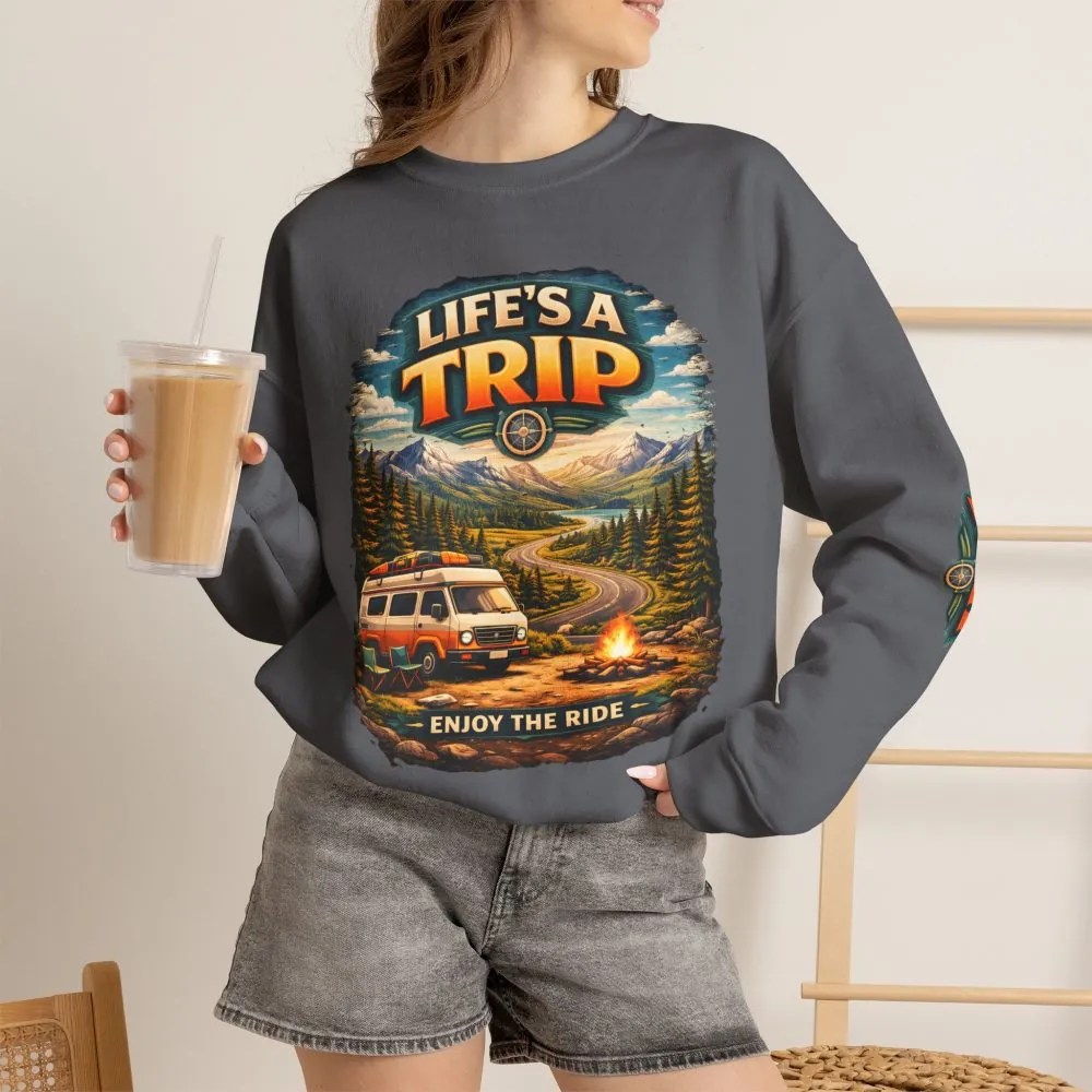Unisex Heavy Blend™ Crewneck Sweatshirt — "Life s A Trip" Design Scenic-Line