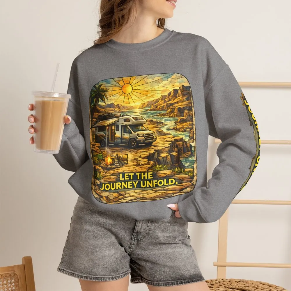 16929028501674187037_2048.jpeg Unisex Heavy Blend™ Crewneck Sweatshirt — "Let The Journey Unfold" Design Cubic-Line