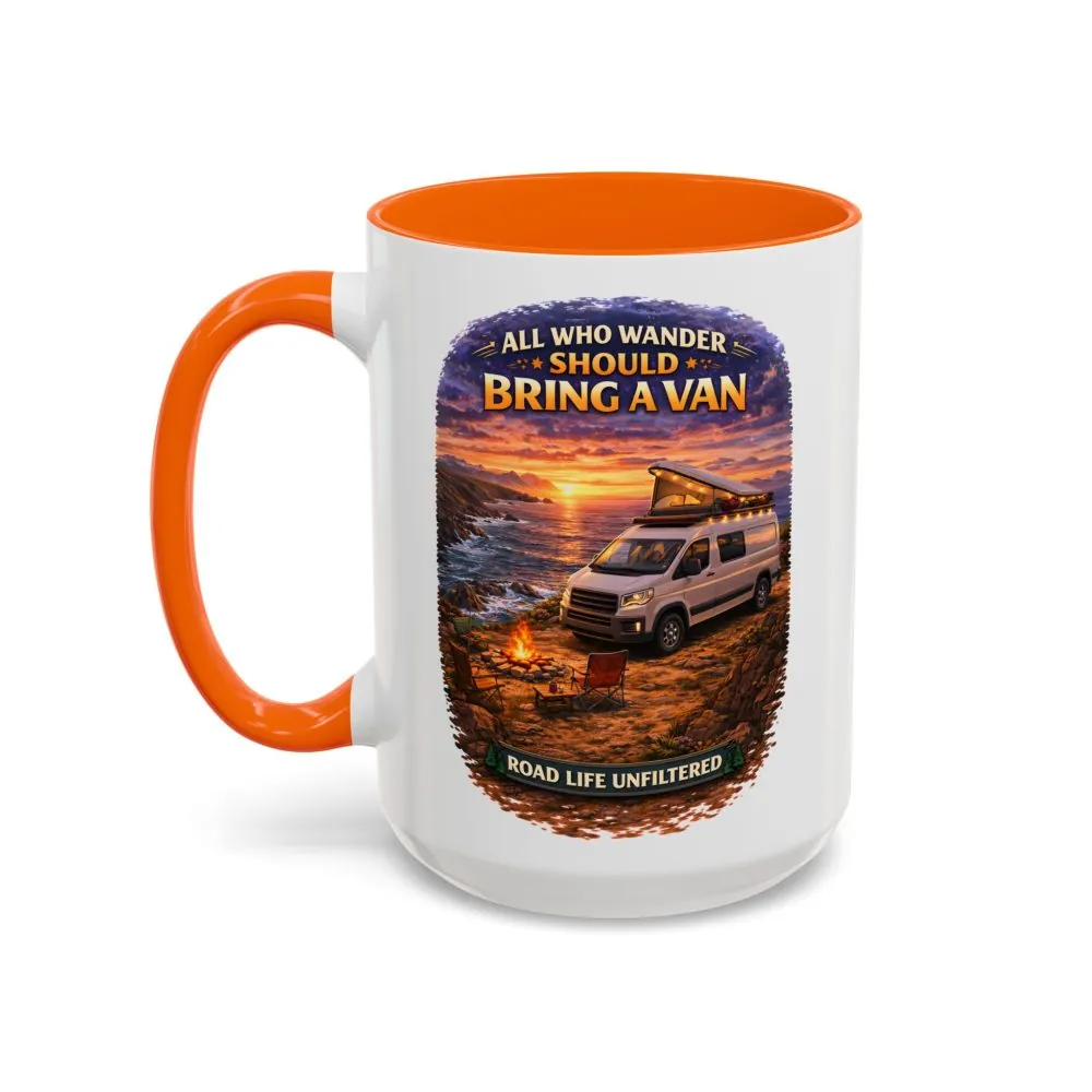 1693859050506555006_2048.jpeg Accent Coffee Mug (11, 15oz) — "All Who wander Should Bring A Van" Design Scenic-Line