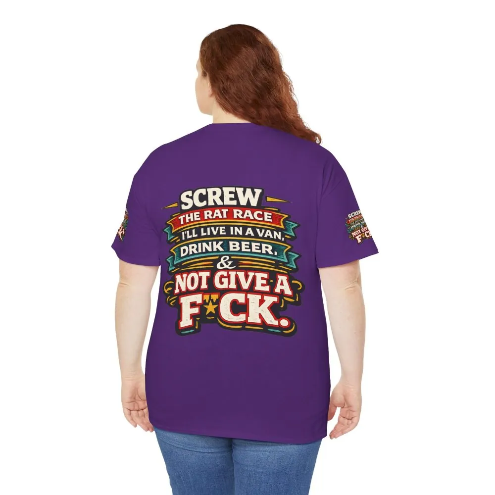 Unisex Heavy Cotton Tee — "Screw The Rat Race" Design F**K-Line