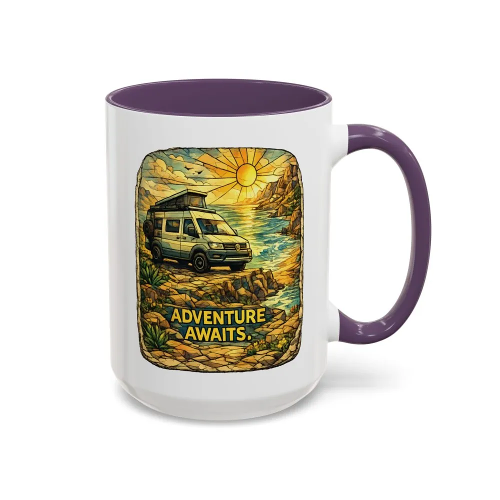 1694012342275221505_2048.jpeg Accent Coffee Mug (11, 15oz) — "Adventure Awaits" Design Cubic-Line