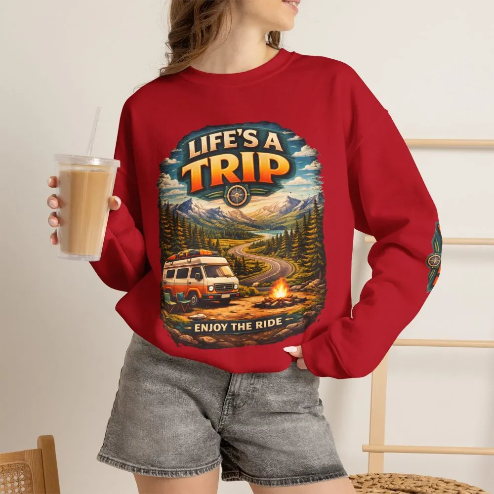 Unisex Heavy Blend™ Crewneck Sweatshirt — "Life s A Trip" Design Scenic-Line