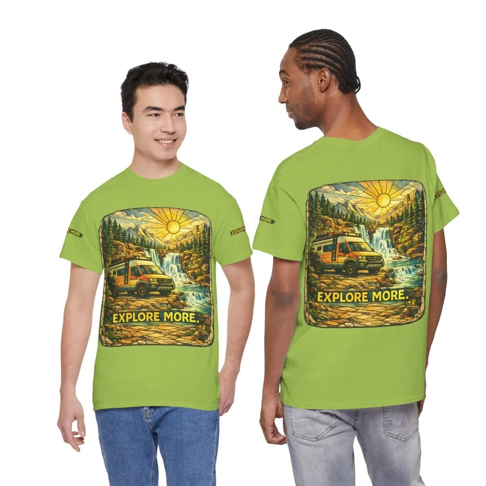 Unisex Heavy Cotton Tee — "Explore More" Design Cubic-Line