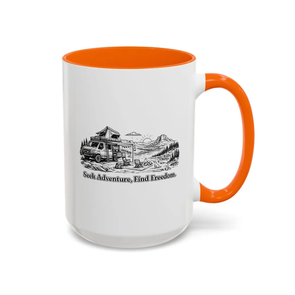 16955423690134471228_2048.jpeg Accent Coffee Mug (11, 15oz) — "Seek Adventure, Find Freedom" Design Minimal-Line