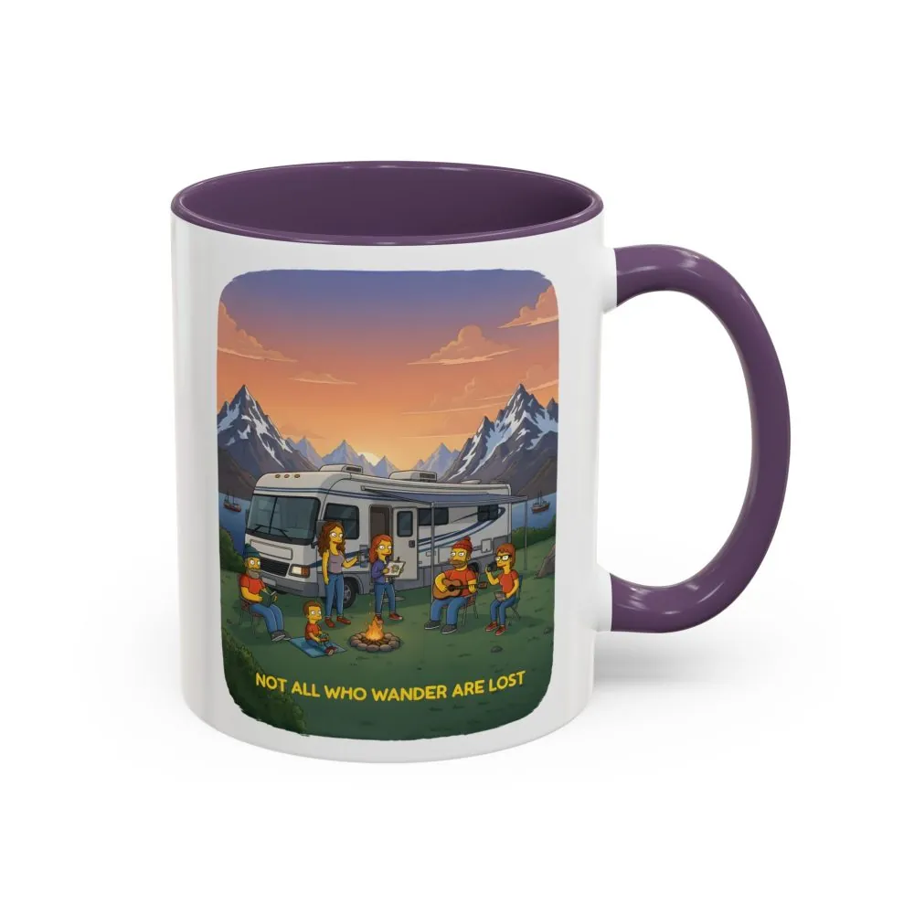 Accent Coffee Mug (11, 15oz) — "Not All Who Wander Are Lost" Design Sitcom-Line