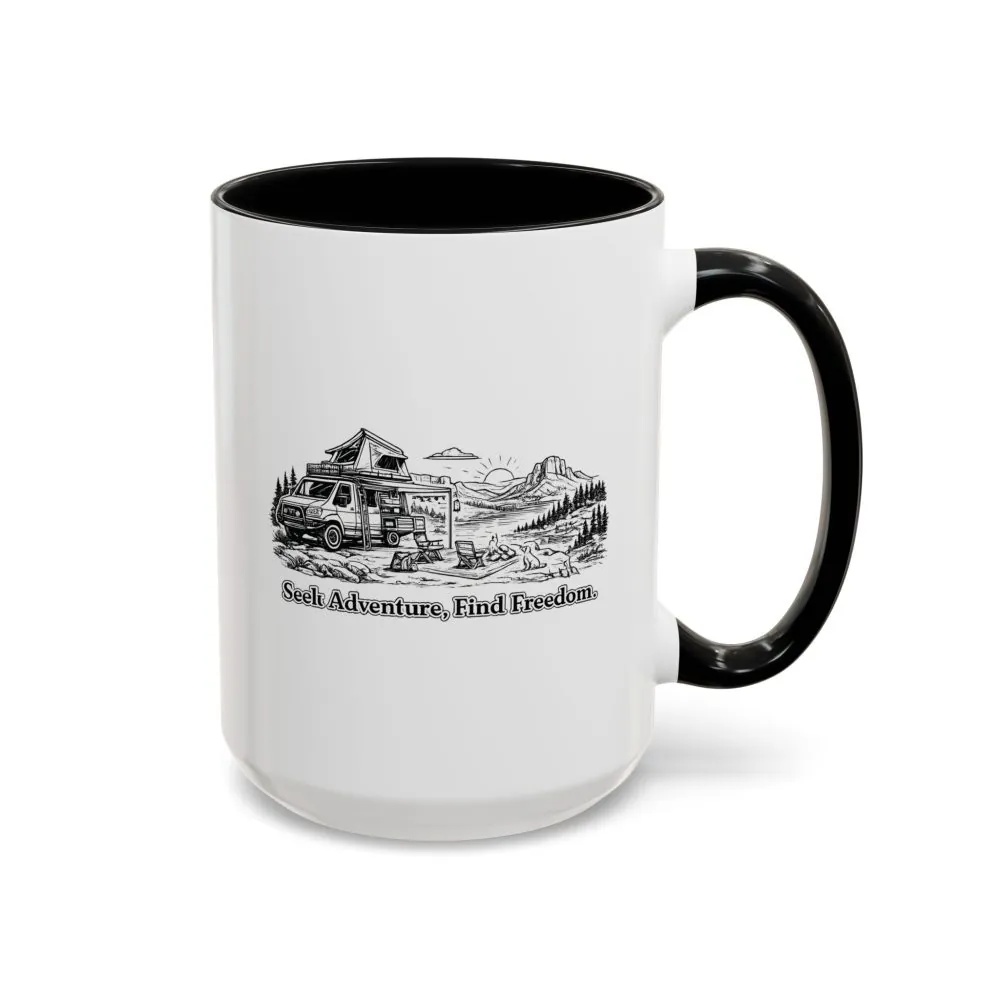 16963407809001986956_2048.jpeg Accent Coffee Mug (11, 15oz) — "Seek Adventure, Find Freedom" Design Minimal-Line