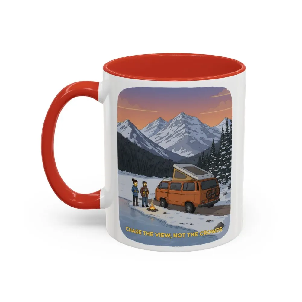 Accent Coffee Mug (11, 15oz) — "Chase The Views-Not The Crowds"" Design Sitcom-Line