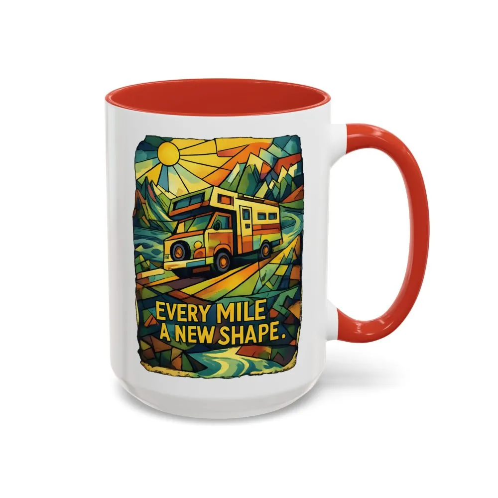 Accent Coffee Mug (11, 15oz) — "Every Mile A New Shape" Design Cubic-Line