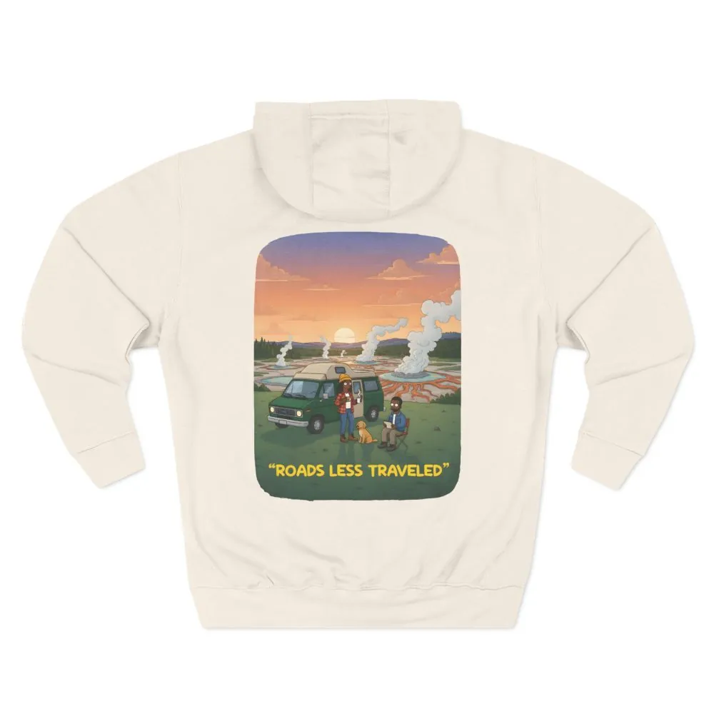 Three-Panel Fleece Hoodie - "Roads Less Traveled" Design Sitcom-Line