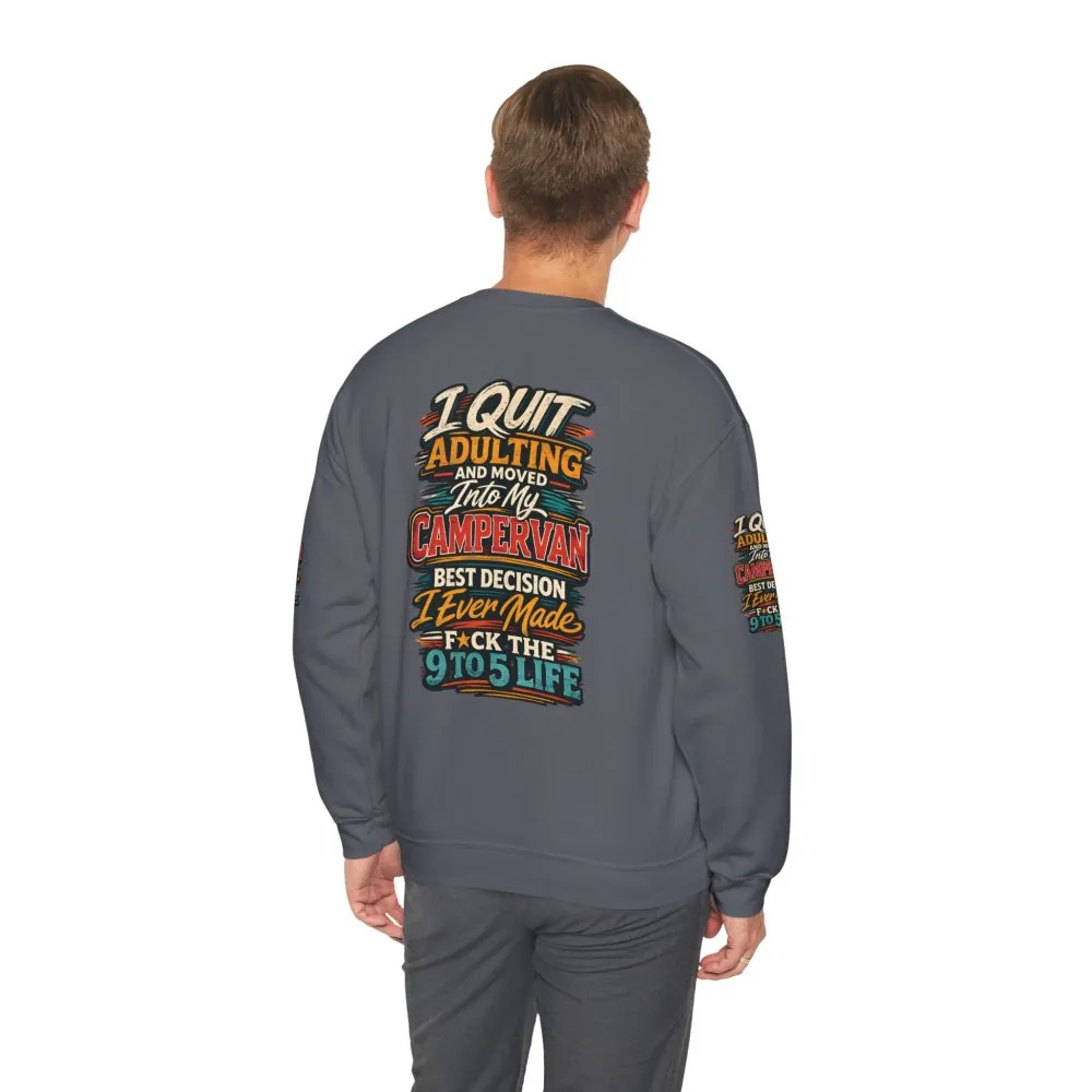 Unisex Heavy Blend™ Crewneck Sweatshirt — "I Quit Adulting" Design F**K-Line