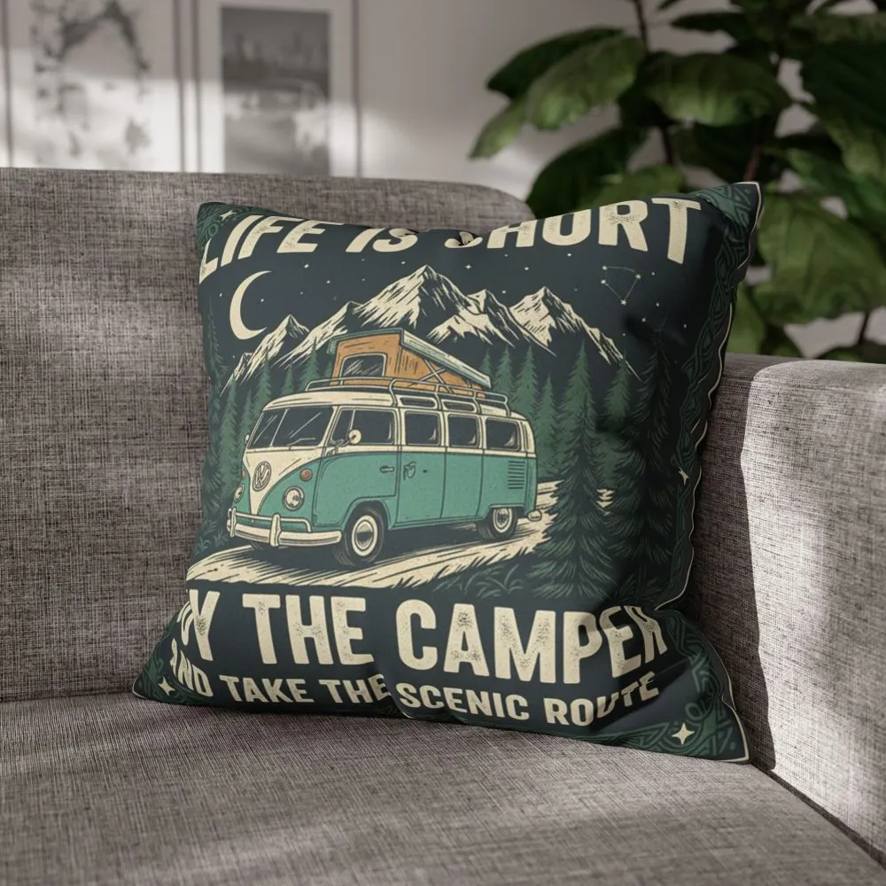 16989833258244664678_2048.jpeg Pillowcase — "Life is short buy the camper and take the scenic route" Faux Suede Travel Throw Pillow Cover
