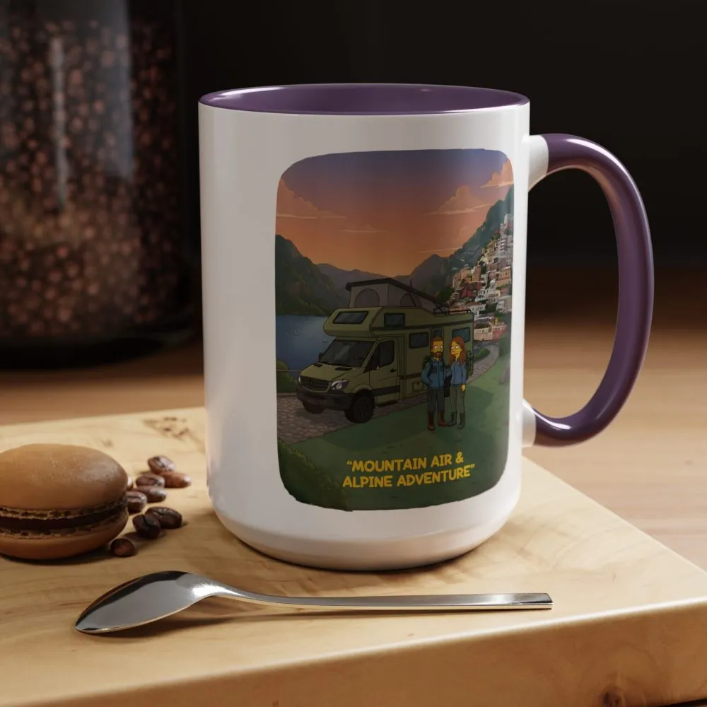 Accent Coffee Mug (11, 15oz) — "Mountain Air And Alpine Adventure"" Design Sitcom-Line
