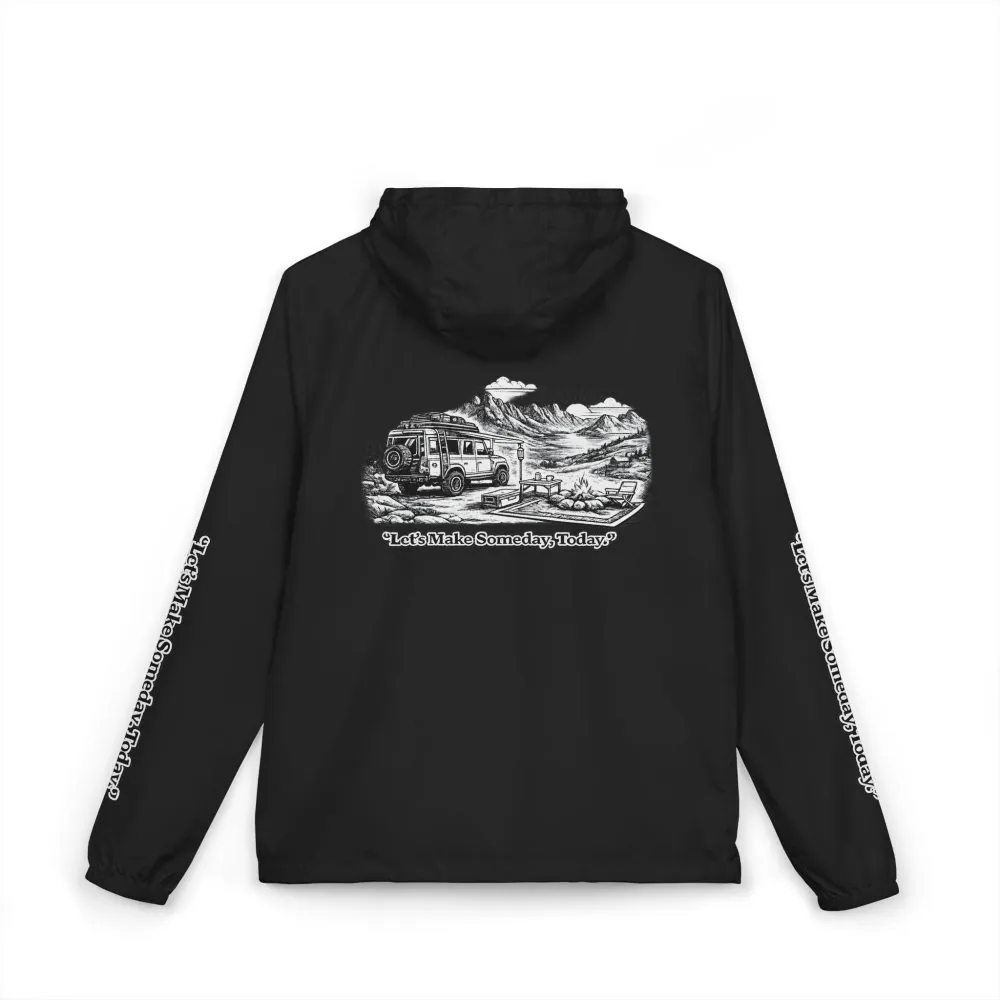 Unisex Full-Zip Windbreaker Jacket — "Lets Make Some Day" (Design "Minimal-Line")