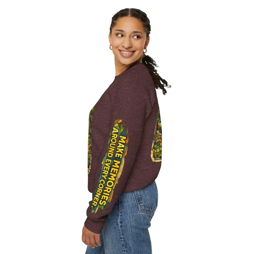 16998707513812177596_2048.jpeg Unisex Heavy Blend™ Crewneck Sweatshirt — "Make Memories Around Every Corner" Design Cubic-Line