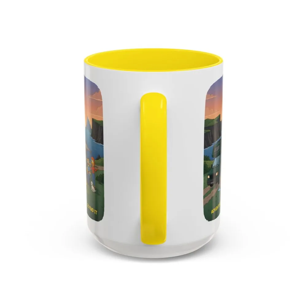 17001600963513886820_2048.jpeg Accent Coffee Mug (11, 15oz) — "Adventure Awaits-Go Find It"" Design Sitcom-Line