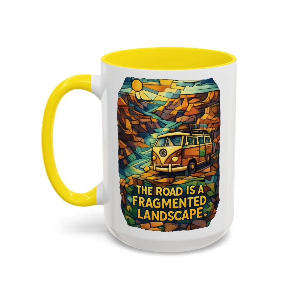 17002488879292156067_2048.jpeg Accent Coffee Mug (11, 15oz) — "The Road Is A Fragmented Landscape" Design Cubic-Line