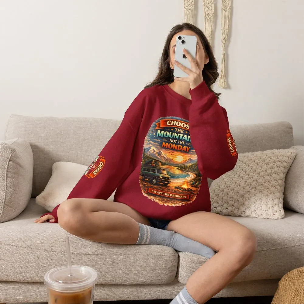 Unisex Heavy Blend™ Crewneck Sweatshirt — "Choose The Mountens" Design Scenic-Line