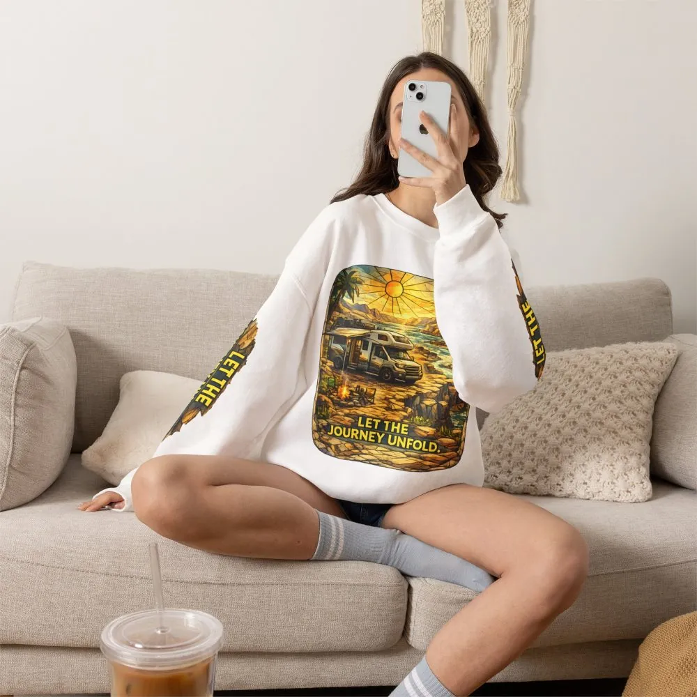 17020441750193463170_2048.jpeg Unisex Heavy Blend™ Crewneck Sweatshirt — "Let The Journey Unfold" Design Cubic-Line