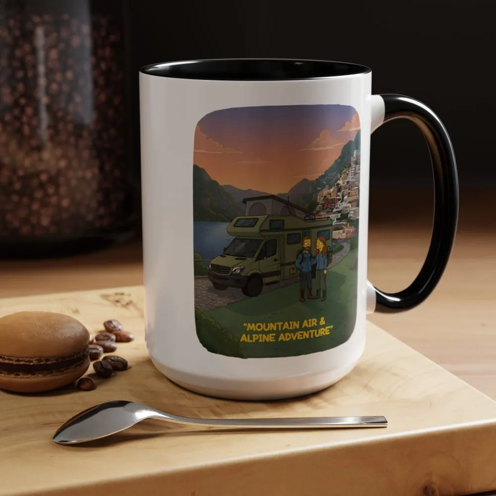 Accent Coffee Mug (11, 15oz) — "Mountain Air And Alpine Adventure"" Design Sitcom-Line