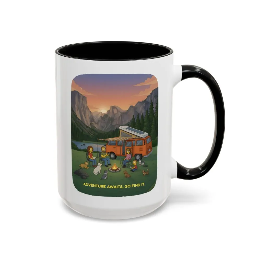 Accent Coffee Mug (11, 15oz) — "Adventure Awaits-Go Find It"" Design Sitcom-Line