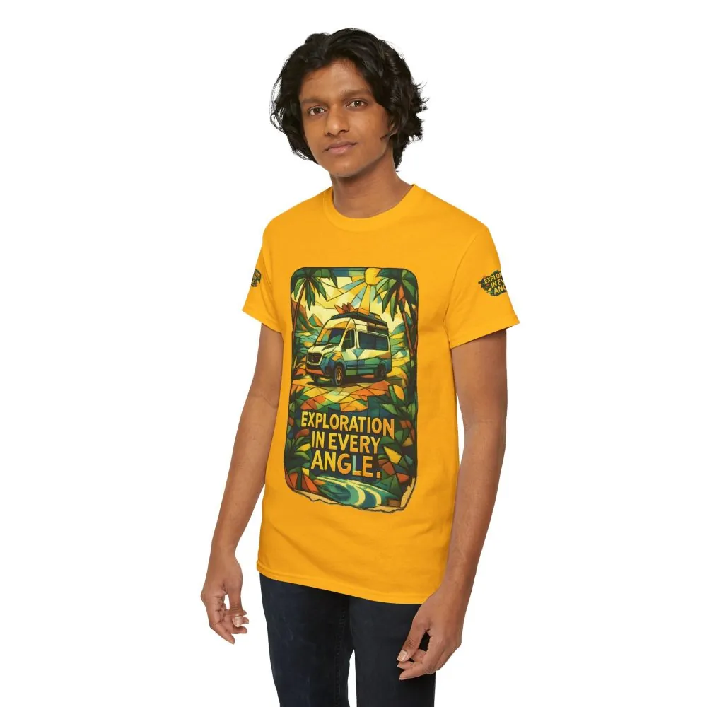 Unisex Heavy Cotton Tee — "Exploration In Every Angle" Design Cubic-Line