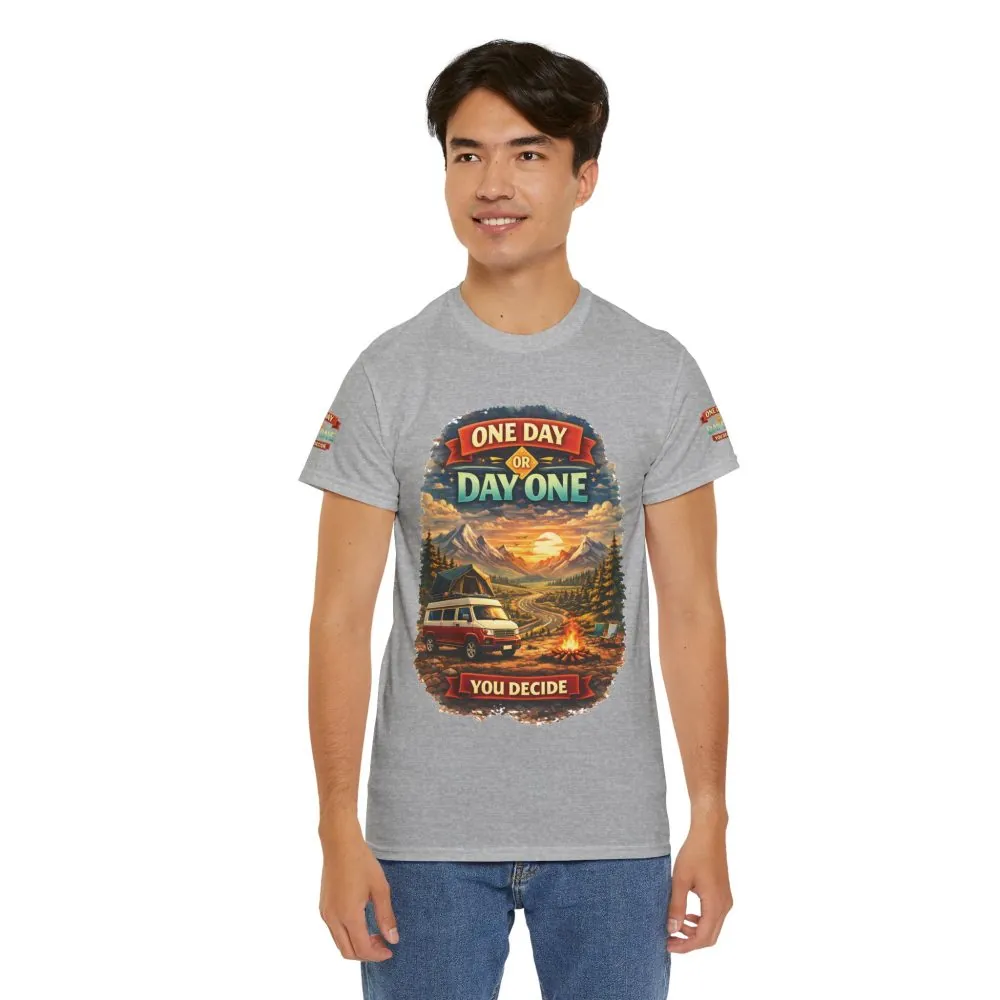 17047746779230134447_2048.jpeg Unisex Heavy Cotton Tee — "One Day Or Day One" Design Scenic-Line