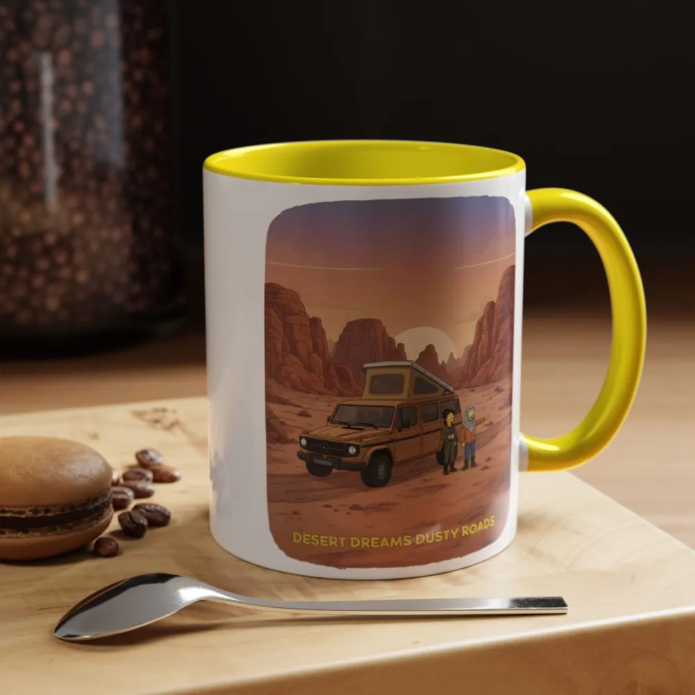 Accent Coffee Mug (11, 15oz) — "Desert Dreams Dusty Roads" Design Sitcom-Line