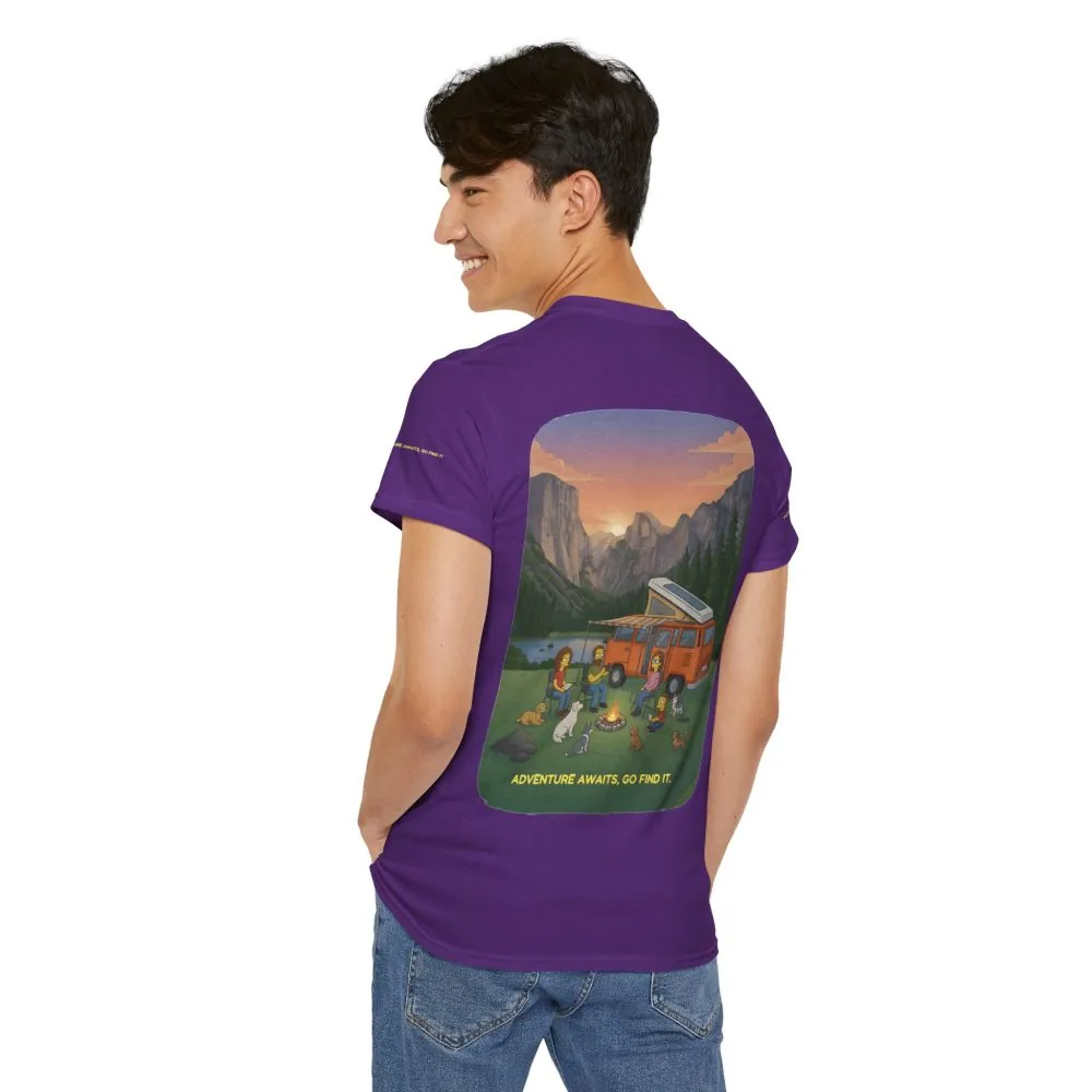 Unisex Heavy Cotton Tee — "Adventure Awaits-Go Find It" Design Sitcom-Line