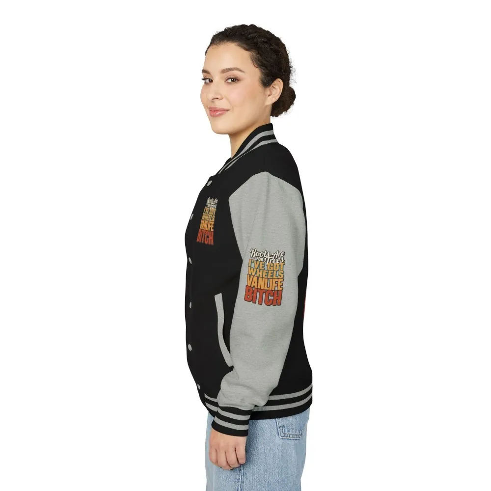 Unisex Heavyweight Letterman Jacket — "Roots Are For Trees" Design F**K-Line
