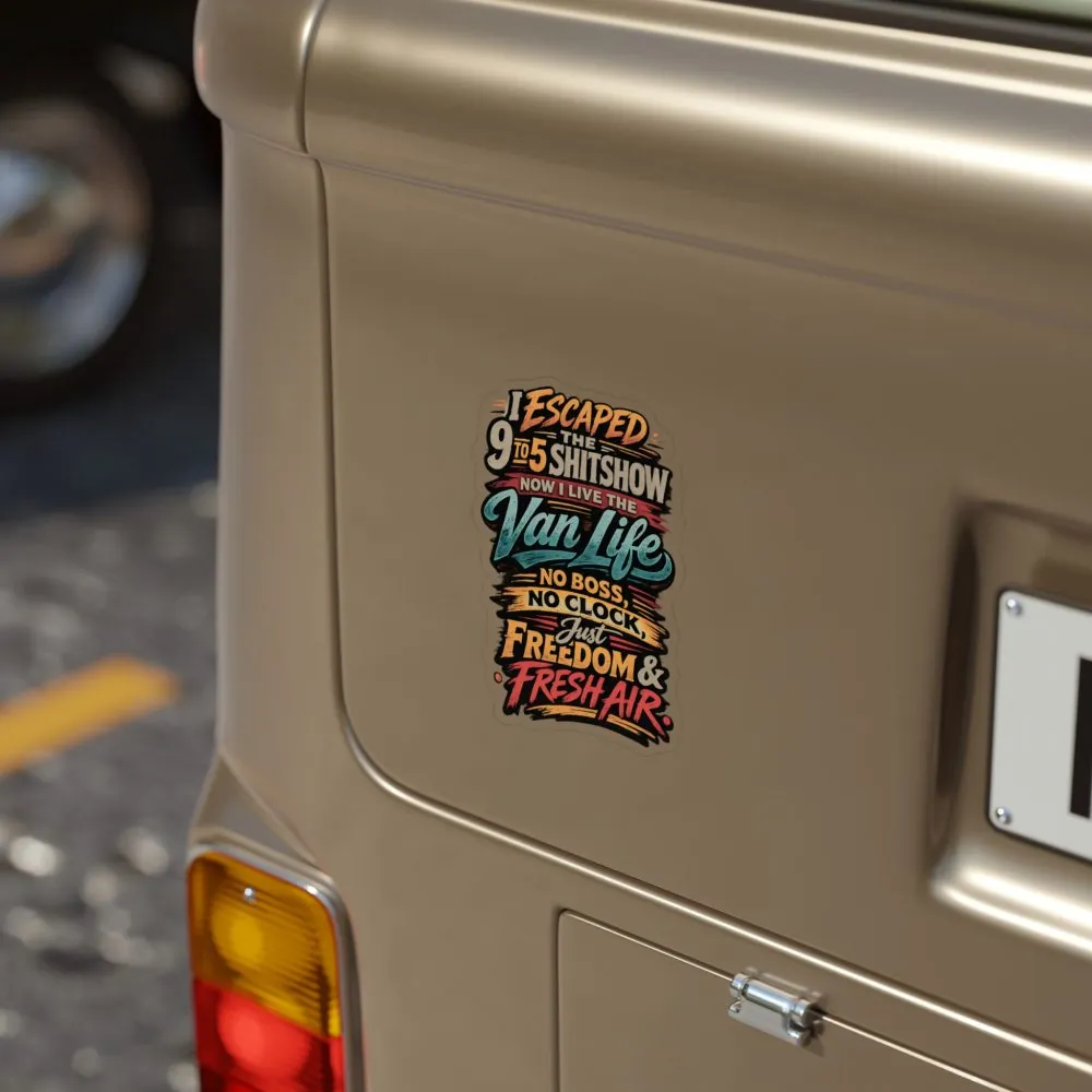 Transparent Outdoor Stickers – "I Escaped The 9 To 5" Design F**K-Line