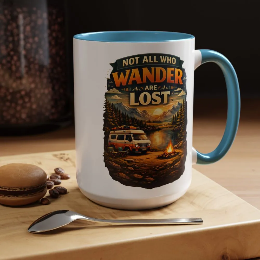 Accent Coffee Mug (11, 15oz) — "Not All Who Wander Are Lost" Design Scenic-Line
