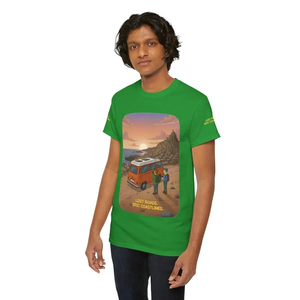 Unisex Heavy Cotton Tee — "Lost Roads Epic Coastlines" Design Sitcom-Line