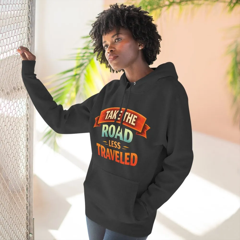 1706370919431694974_2048.jpeg Three-Panel Fleece Hoodie - "Take The Road Less Traveled" Design Scenic-Line