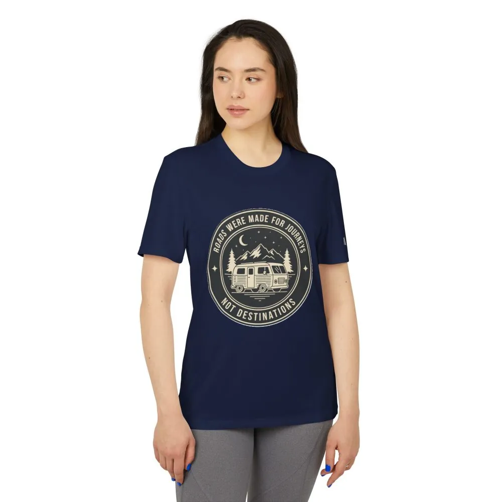 T-Shirt(Adidas) — 'ROAD WHERE MADE FOR JOURNEYS-NOT DESTINATIONS' (font + back printed) Brand Adidas