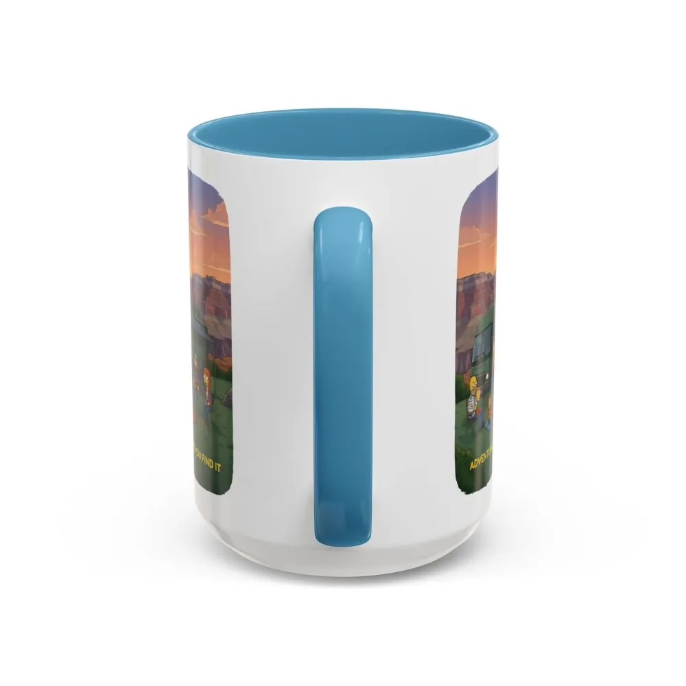 Accent Coffee Mug (11, 15oz) — "Adventure Is Where You Find It" Design Sitcom-Line
