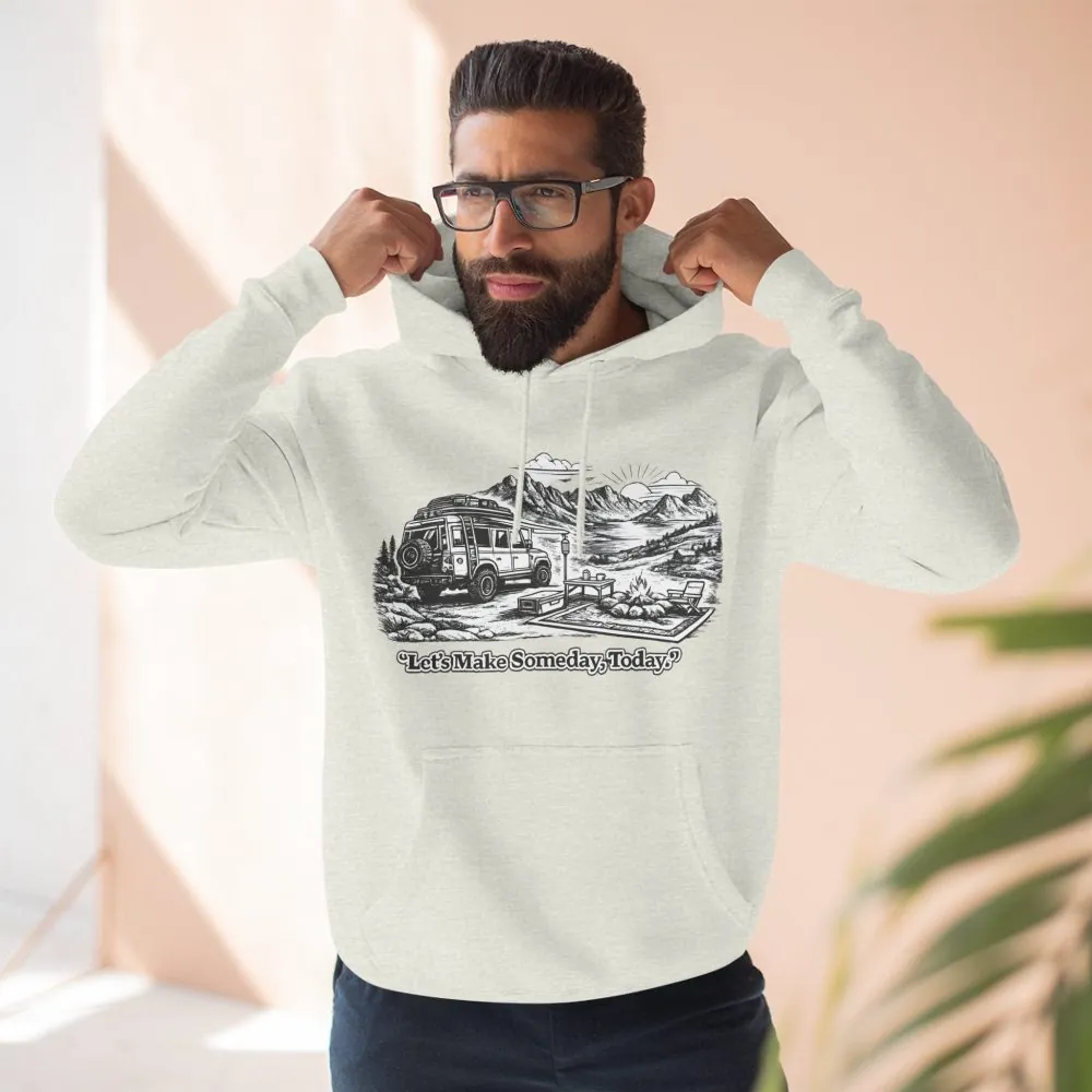 17070158792971205647_2048.jpeg Three-Panel Fleece Hoodie - "Lets make Someday, Today?" Design Minimal-Line