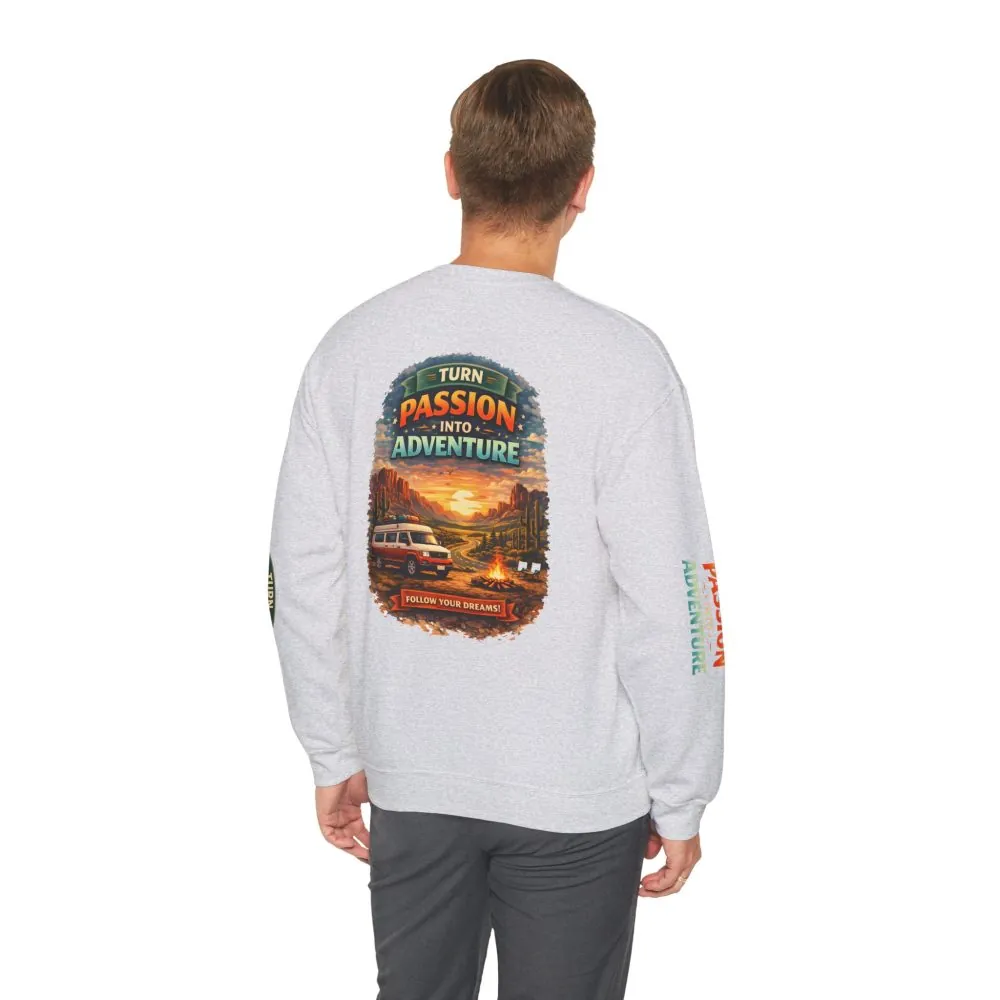 17072014111966367651_2048.jpeg Unisex Heavy Blend™ Crewneck Sweatshirt — "Turn Passion Into Adventure" Design Scenic-Line
